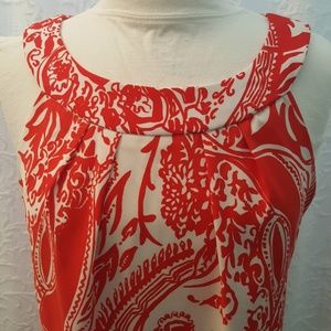 Perceptions New York Shift Dress Orange and White